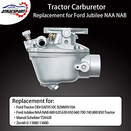 Carburador Tractor Carb con junta y pernos | Para Ford Jubilee NAA NAB Tractor Marvel Schebler | Reemplazo # EAE9510C, B2NN9510A, TSX428
