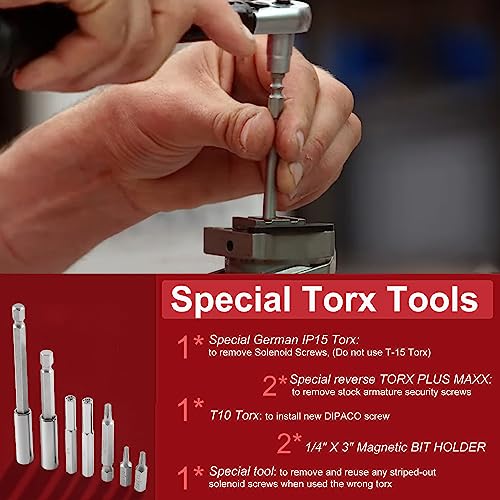 Kit de reconstrucción de inyector Powerstroke de 7,3 L 1833564C92 inyector Tune Up Shim Kit con junta tórica abrazadera de vice y herramientas especiales y resortes para inyectores Powerstroke HEUI de 7,3 L