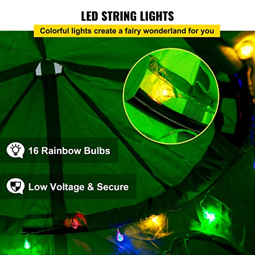 VEVOR Tienda de campaña colgante para árbol, capacidad máxima de 440 libras, tienda de campaña para árbol con cojín inflable de luz LED arco iris, hamaca de techo para niños y adultos, interior y exterior, verde