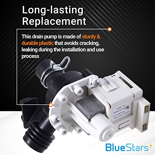 Blue Stars 154580301 - Bomba de drenaje de lavavajillas ultra duradera - Fácil de instalar - Ajuste exacto para lavavajillas Frigidaire y Kenmore - Sustituye a AP4019644 154491301 PS1765174