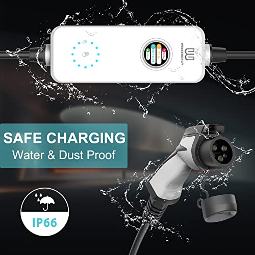WISSENERGY Cargador eléctrico portátil de nivel 2 EV 40A 220V-240V con cable de 25 pies, estación de carga para el hogar EV, conector SAE J1772, NEMA 6-50 (40A, NEMA 6-50)
