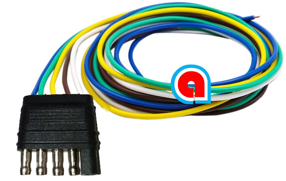 alpar Adaptador de conector de extensión de arnés de cableado de remolque plano de 5 pines macho de 12 pulgadas / 1 pie