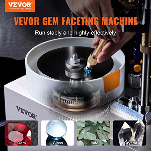 VEVOR Máquina de facetado de gemas, máquina de pulido de jade de 180 W, velocidad de rotación ajustable, pulidora de ángulo de joyería de roca con manipulador mecánico preciso y piedra de jade de piedra de cristal