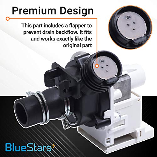 Blue Stars 154580301 - Bomba de drenaje de lavavajillas ultra duradera - Fácil de instalar - Ajuste exacto para lavavajillas Frigidaire y Kenmore - Sustituye a AP4019644 154491301 PS1765174