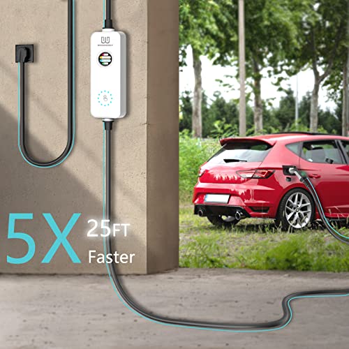 WISSENERGY Cargador eléctrico portátil de nivel 2 EV 40A 220V-240V con cable de 25 pies, estación de carga para el hogar EV, conector SAE J1772, NEMA 6-50 (40A, NEMA 6-50)