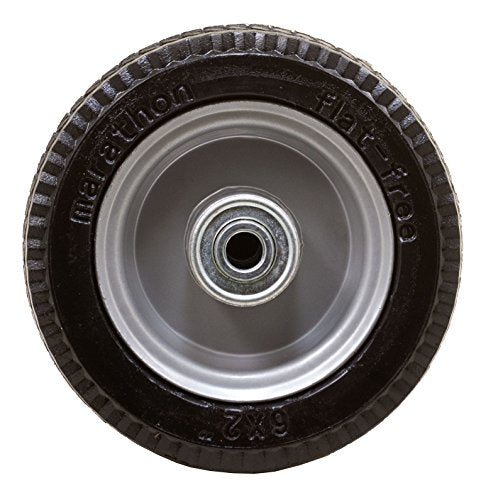 Marathon 6x2" Flat Free, Hand Truck/All Purpose Utility Tire on Wheel, 2.375" Centered Hub, 1/2" Bearings