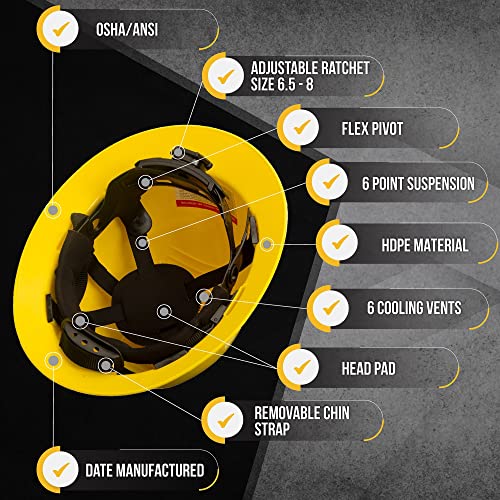Casco de seguridad OSHA con visera completa ventilada con sistema de trinquete de 6 puntos, cumple con ANSI Z89.1, equipo de protección personal diseño de fibra de carbono