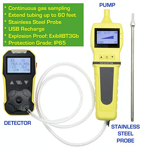 4 monitores de gas + bomba | Certificado de calibración NIST de EE. UU. | Recarga USB | Alarmas de sonido, luz y vibración |