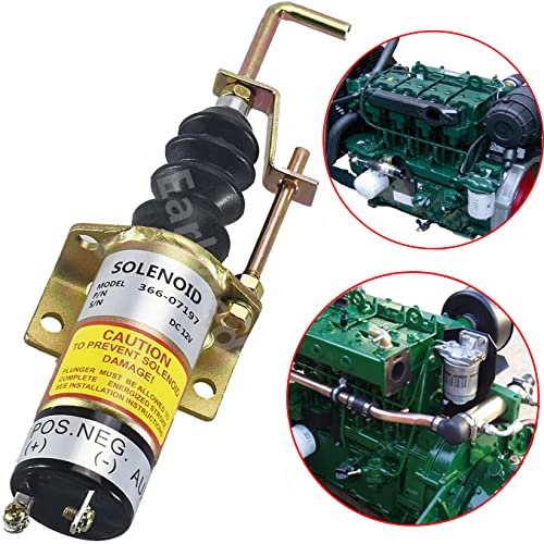 Earlyred Solenoide de apagado de combustible de 12 V 1502-12C7U2B2S1 válvula solenoide de parada 366-07197 SA-3405T compatible con Lister Petter LPWS LPWT motor Genset con soporte 2 pines