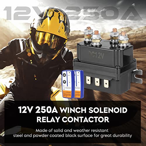Chabushi Contactor de relé solenoide de 12 V 250 A con kit de control remoto de cabrestante inalámbrico para ATV UTV 3070 a 500 libras Relpaces 63070 74900