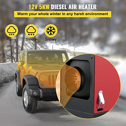 VEVOR Calentador de aire diésel calentador de estacionamiento todo en uno de 12 V y 5 KW, con control remoto monitor de termostato LCD, silenciador
