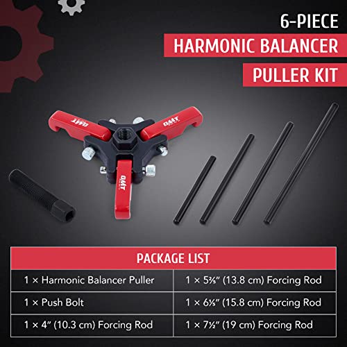 OMT - Kit de extractor de equilibrador armónico, juego de extractor ajustable de 3 mandíbulas para quitar amortiguadores y equilibradores armónicos, juego de extractor de polea de 3 mandíbulas compatible con Chevy GM Chrysler Cadillac Ford More, rojo