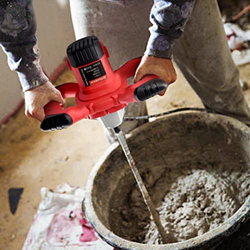 2100W eléctrico de mano de hormigonera,portátil mezcladora de cemento taladro agitador con varilla para mezclar lechada pintura mortero yeso,ajuste de 6 velocidades 110V(Certificado por UL)