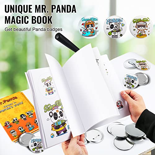 VEVOR Máquina para hacer botones, varios tamaños de 1+2.25 pulgadas, kit de prensa de perforaciones de insignias para niños, para hacer pines de regalo para niños, suministros para hacer botones con 500 piezas de botón y cortador de círculo y libro mágico