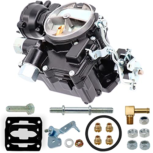 Carburador marino para carburador Mercruiser de 2 barriles para Rochester Mercarb 3.0L 4.3L 2.5L 4CYL 5.0L 5.7L motor con chorros y junta con estrangulador eléctrico y eslabón largo OEM #3310-864940A01