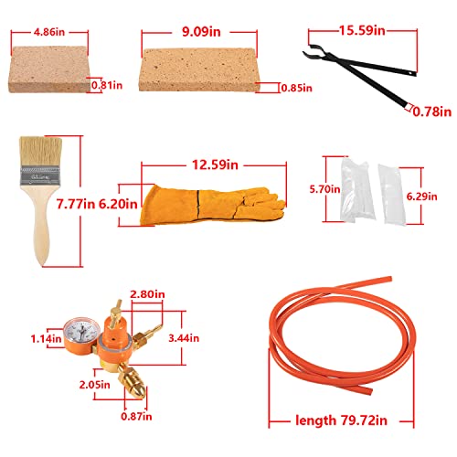 DFPROF3b - Forja de propano portátil de triple quemador, 1370 °C, forja de gas de gran capacidad cuadrada portátil con pinzas y guantes para herrería, herramientas de forja y equipo