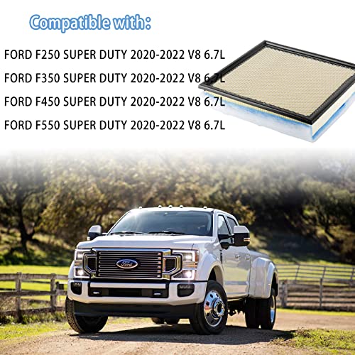 GETOPAUTO FA-2031 Filtro de aire de motor compatible con Ford F250 F350 F450 F550 6.7L Powerstroke Diesel sustituye a FA2031 LC3Z-9601B WA10905 (juego de 2)