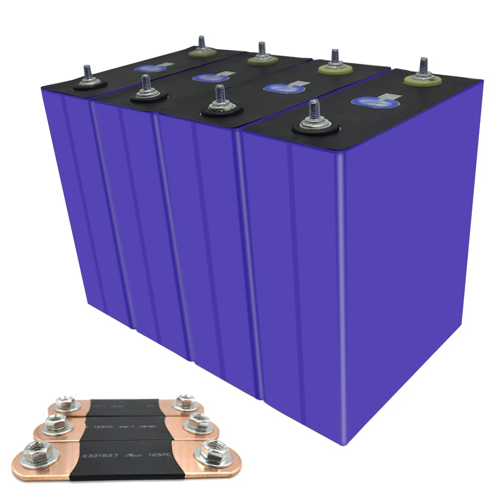 3.2 V 280 Ah 300 Ah LiFePO4 batería de ciclo profundo de 5000 + células de grado A, baterías de repuesto de fosfato de hierro con código QR para sistema de energía solar, motor de arrastre de casa RV (Lifepo4 4 piezas)