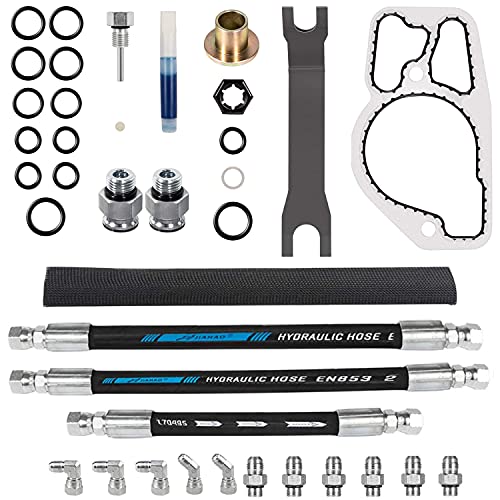 Kit de líneas de manguera de alta presión HPOP y línea cruzada y kit de servicio maestro con junta tórica y junta de base para Ford 1999-2003 7.3L Powerstroke