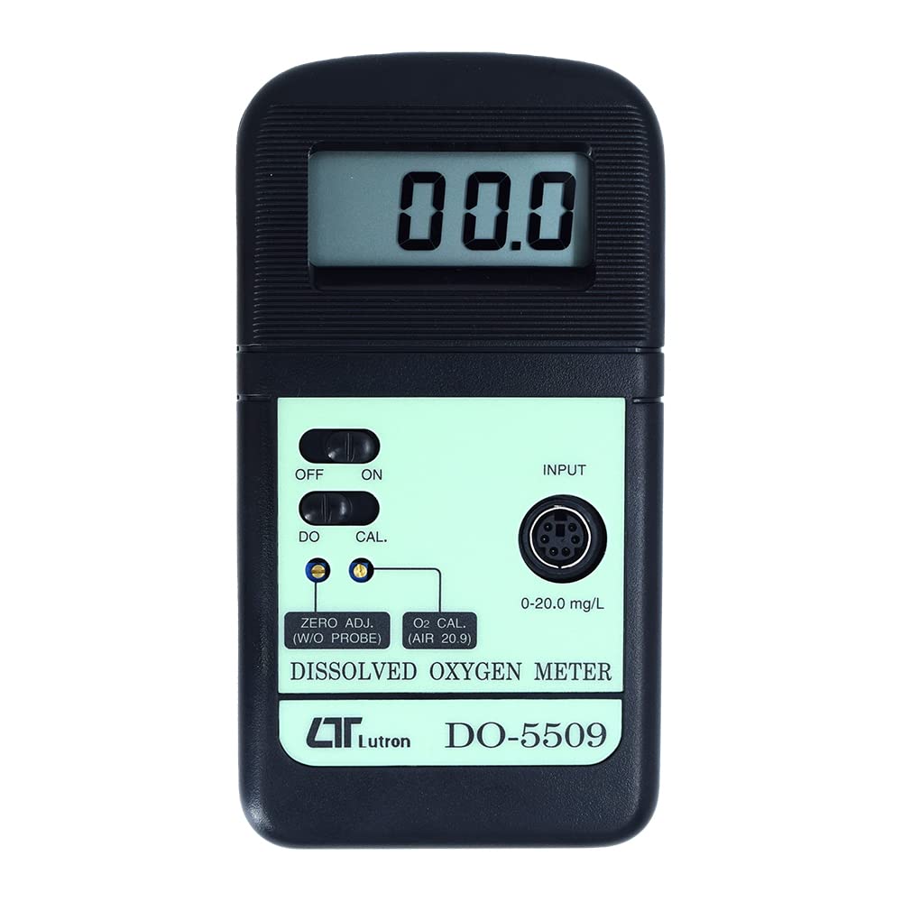 Medidor de oxígeno disuelto (rango: 0 a 20.0 mg/L) para acuicultura, acuario, agricultura, criaderos de peces, industrias mineras junto con certificado de calibración de fábrica. Modelo: Lutron DO-5509