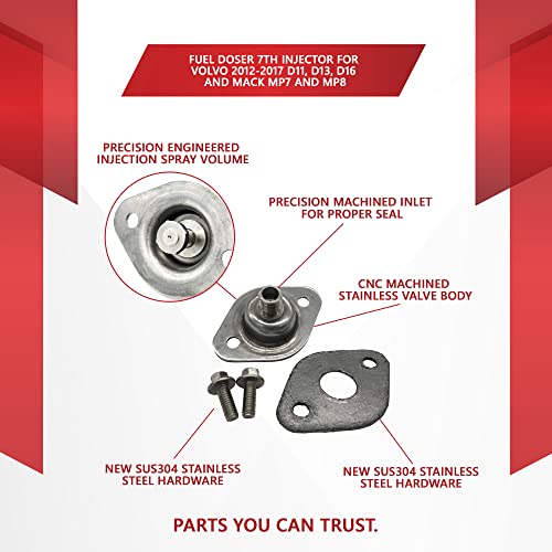AHI - Módulo de dosificación de hidrocarburo para postratamiento con dosificador de combustible 7º kit de inyector sustituye a camiones Volvo & Mack D11 D13 D16 MP7 MP8 | 23185531, 21534115 y 21407621, 22009269