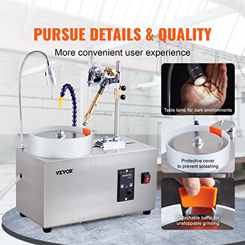 VEVOR Máquina de facetado de gemas, máquina de pulido de jade de 180 W, velocidad de rotación ajustable, pulidora de ángulo de joyería de roca con manipulador mecánico preciso y piedra de jade de piedra de cristal