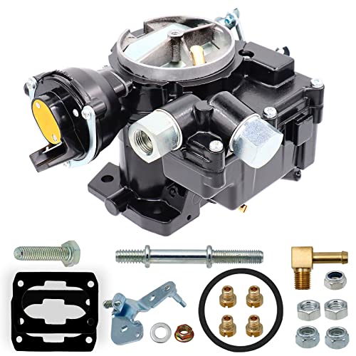 Carburador marino para carburador Mercruiser de 2 barriles para Rochester Mercarb 3.0L 4.3L 2.5L 4CYL 5.0L 5.7L motor con chorros y junta con estrangulador eléctrico y eslabón largo OEM #3310-864940A01