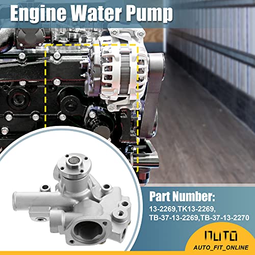 Bomba de agua TK132269 para motor Yanmar para motores Thermo King Tripac APU TK270 TK370 TK374 Bomba de agua refrigerante de motor de calor inferior tono plateado