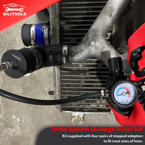 BILITOOLS Turbocompresor Turbo Boost - Probador de fugas de 9 piezas de turbocompresor Turbo Boost probador de fugas de 1-3/8 pulgadas - 3-1/2 pulgadas