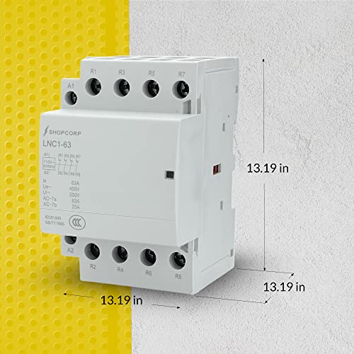 Contactor IEC 400V (funcionamiento silencioso) – Bobina de 110/120VCA, carga del motor y carga de iluminación 60A con base de montaje para riel DIN