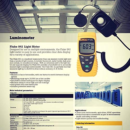 Fluke 941 Medidor de luz Medidor de Iluminancia Probador