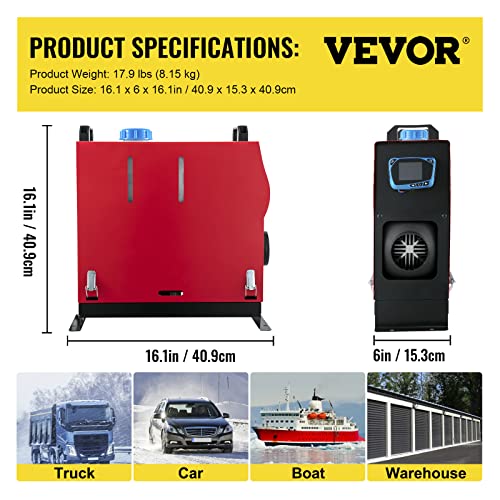 VEVOR Calentador de aire diésel calentador de estacionamiento todo en uno de 12 V y 5 KW, con control remoto monitor de termostato LCD, silenciador