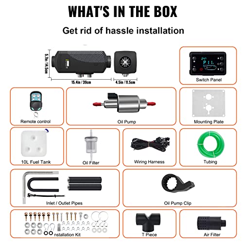 Happybuy Calentador diésel, calentador de aire diésel de 12 V 8 KW, calentador de litera con interruptor LCD y control remoto, bajo consumo para coches, camiones, autocaravana, barco, autobús, caravana