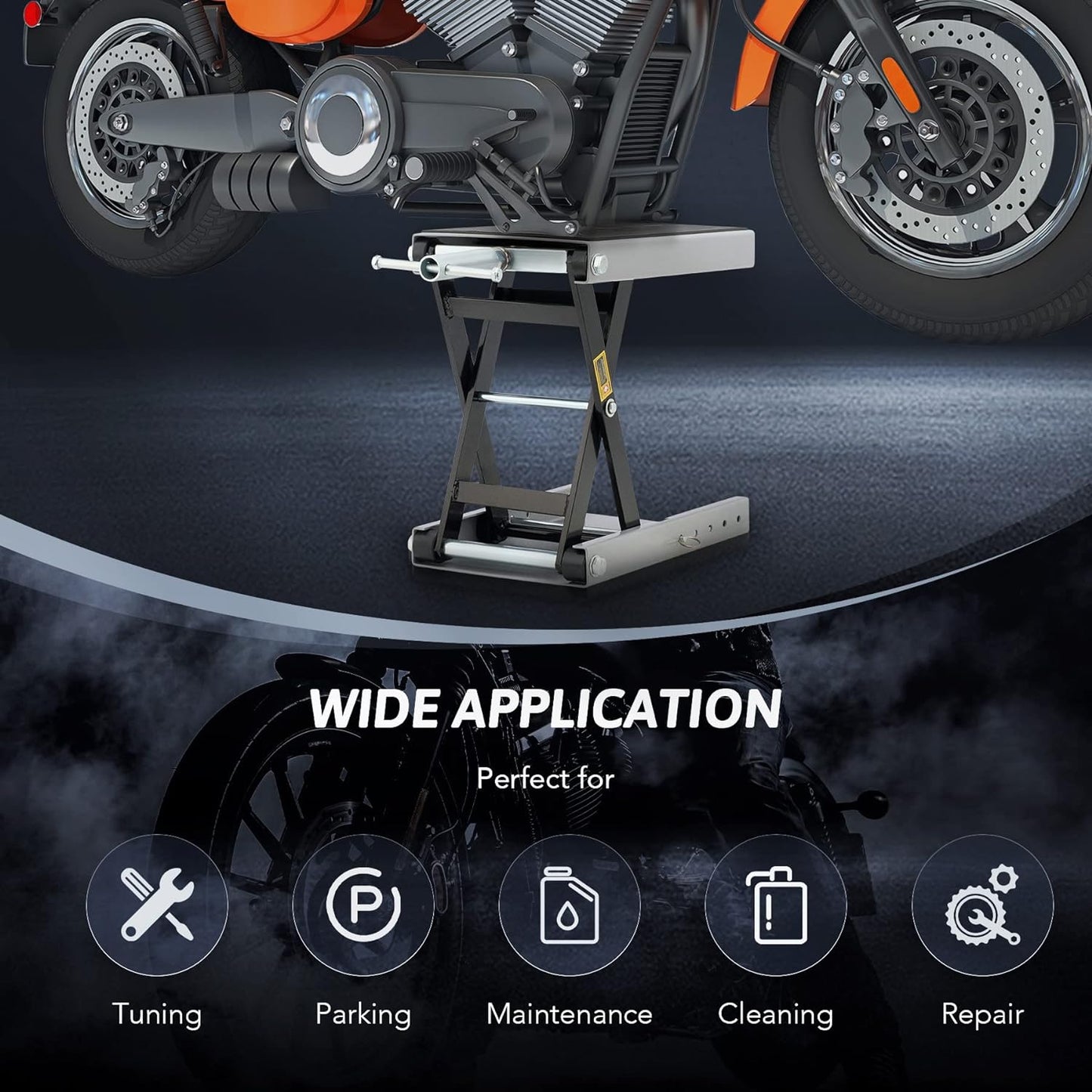 Orion Motor Tech Soporte Central de Gato de Tijera para Elevación de Motocicleta Rango Altura de 10-36 CM, Motocicletas de hasta 1/2 Ton Ser Aplicable (Gris)