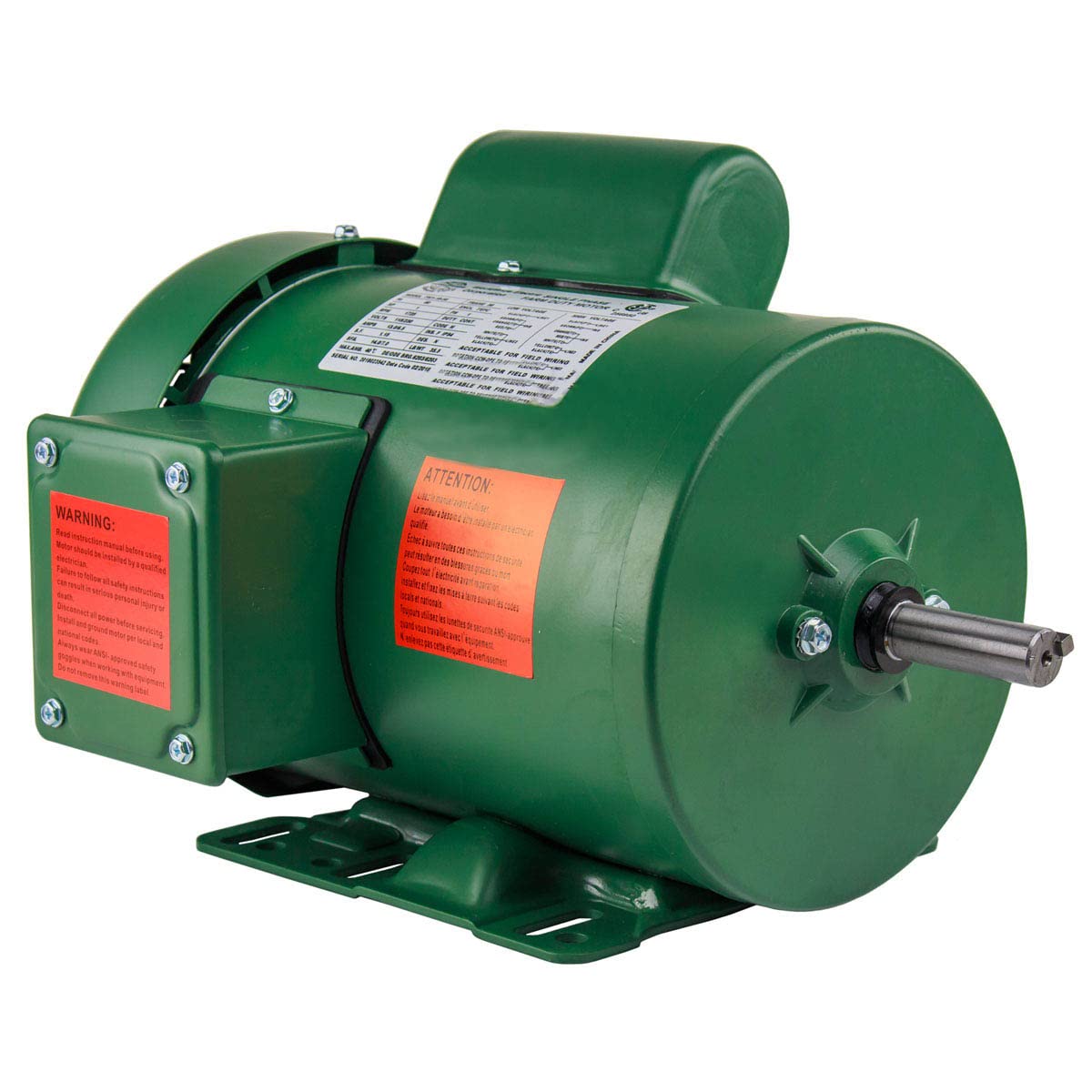 1 HP Motor eléctrico de una fase de servicio para granja, 56 marco, 1800 rpm, carcasa TEFC.