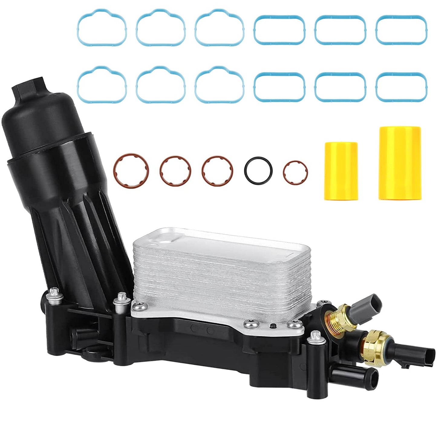 68310865AB 3.6L V6 Enfriador de aceite de motor Enfriador de aceite Adaptador de carcasa de filtro de aceite, para Jeep Cherokee/Wrangler, Dodge Challenger/Charger/Grand Caravan/Journey, ProMaster, Chrysler 300