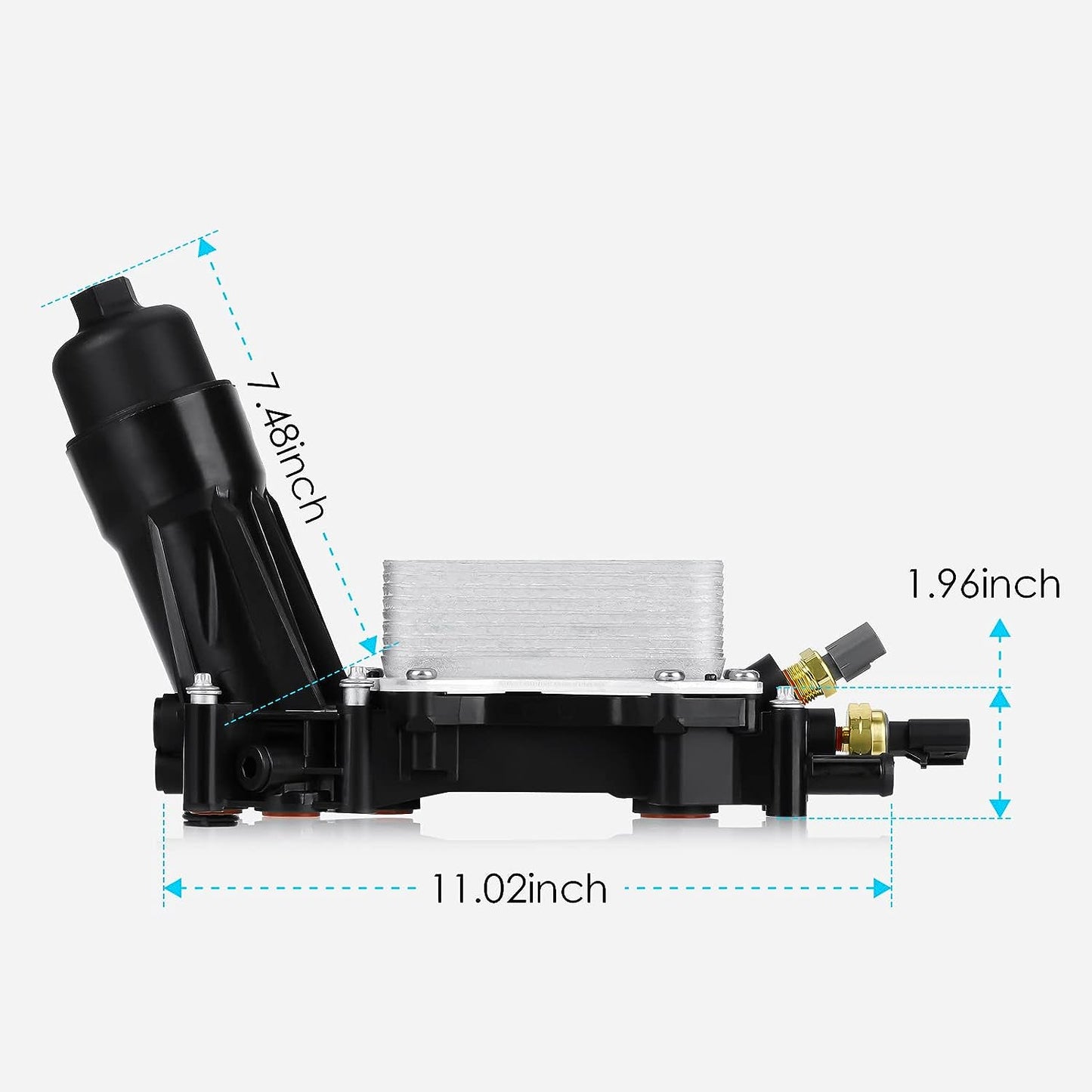 68310865AB 3.6L V6 Enfriador de aceite de motor Enfriador de aceite Adaptador de carcasa de filtro de aceite, para Jeep Cherokee/Wrangler, Dodge Challenger/Charger/Grand Caravan/Journey, ProMaster, Chrysler 300