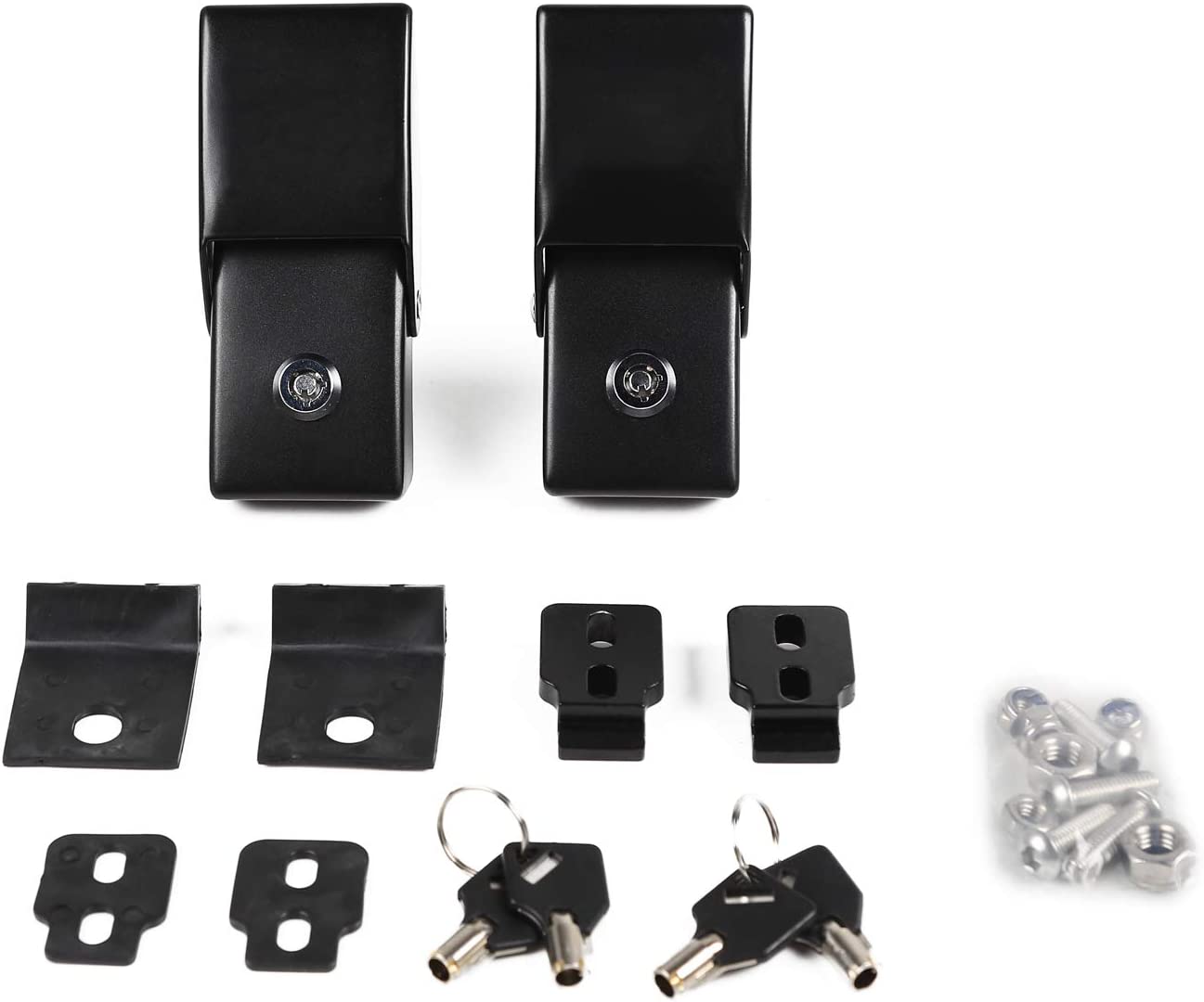 JeCar - Cierres de pestillo de aleación de aluminio con cerradura para JKU Jeep Wrangler 2007-2018 JK JL & Unlimited Rubicon Sahara X