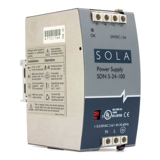 Sola/Hevi-Duty SDN4-24-100LP Fuente de alimentación CC, 24 VDC, 3.8 Amp, 47 – 63 Hz