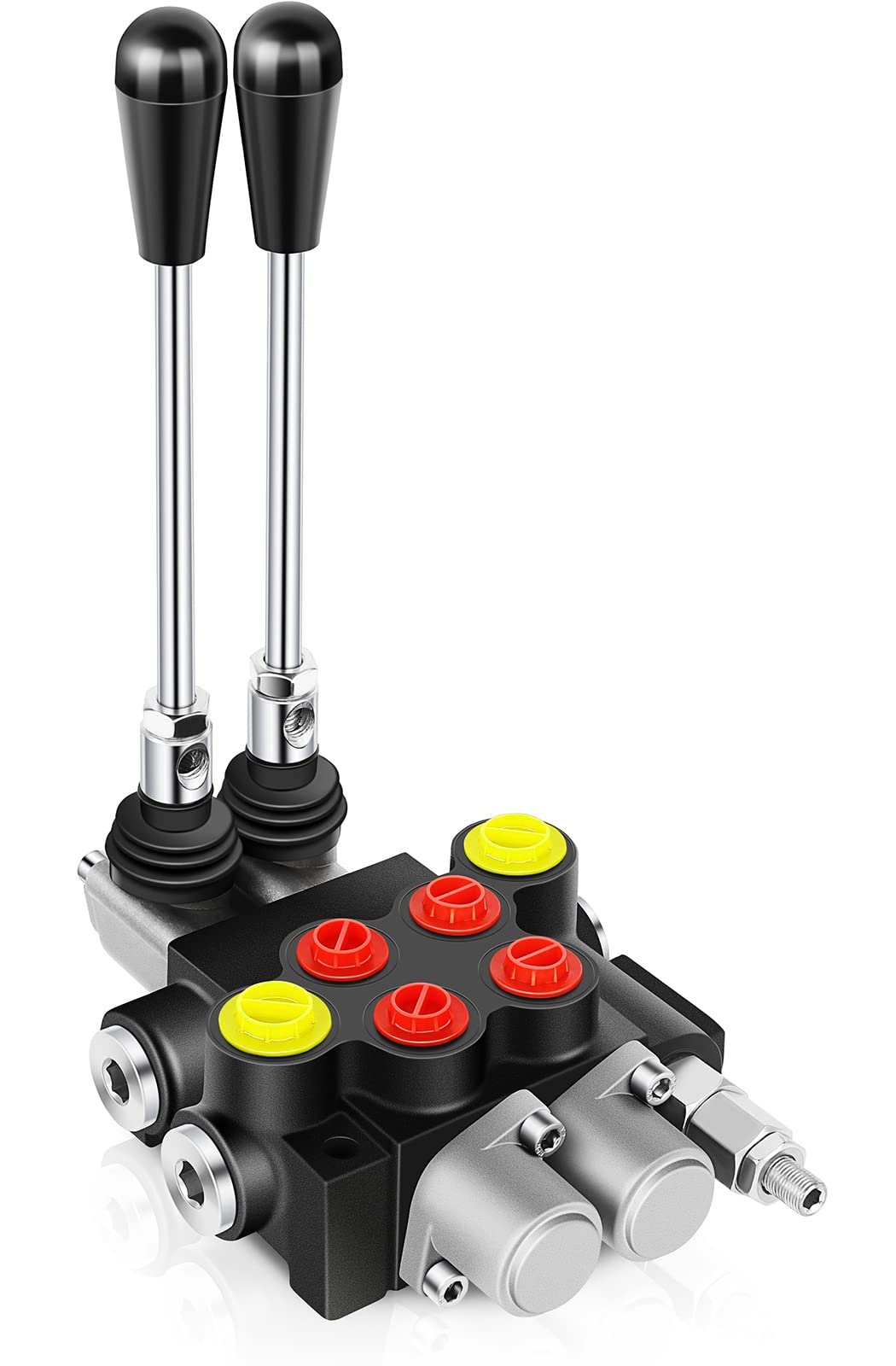 Válvula de control de flujo hidráulico 2 bobinas, 13 GPM, puertos SAE, mango de palanca de alivio ajustable, cargador de tractor central paralelo de doble acción con joystick pequeños tractores/tanques cargadores, divisores de troncos 3600 PSI