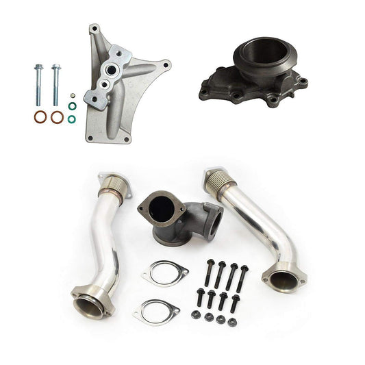 Kit de tubo de fuelle con pedestal y carcasa de escape no EBPV compatible con Ford 7.3L Powerstroke Diesel 1999.5-2003