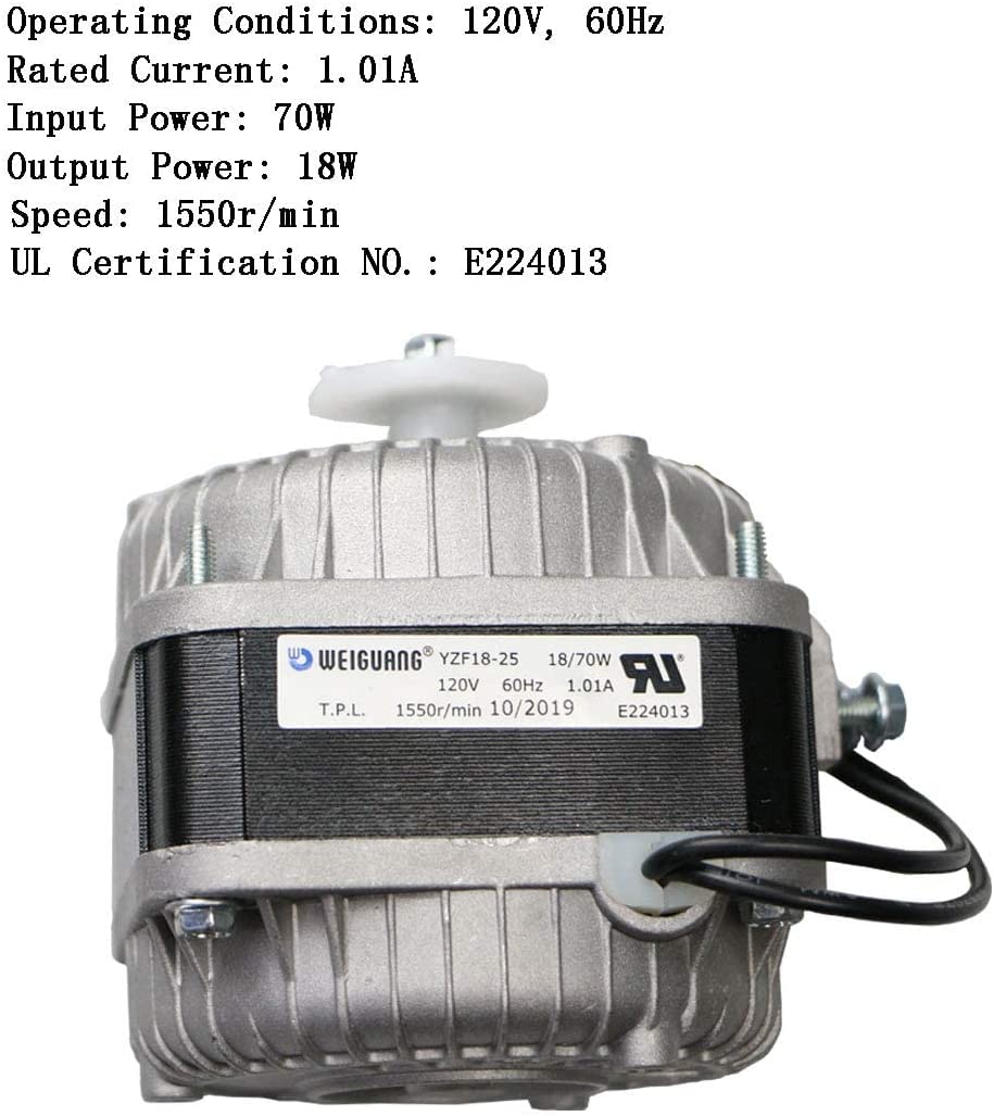 Motor de poste sombreado de 120 V, 60 Hz, 1.01 A, 18 W, motor de ventilador de CA para pequeños equipos de ventilación, evaporador de radiador de equipo de refrigeración (YZF18-25)