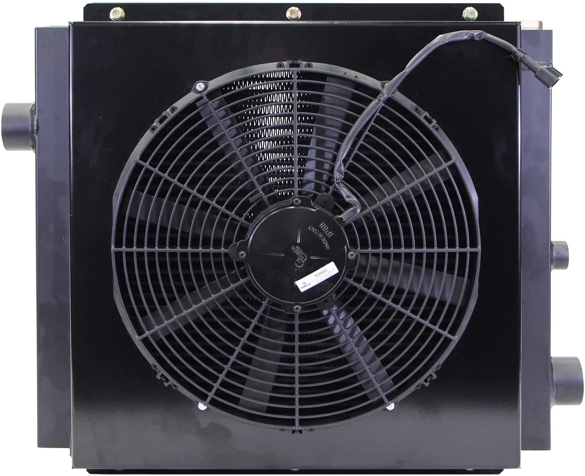 Ventilador de aceite hidráulico móvil y cubierta modelo DC-35 (12 voltios W/OC-64) con o sin válvula de derivación (8 bares (116 psi) Bypass