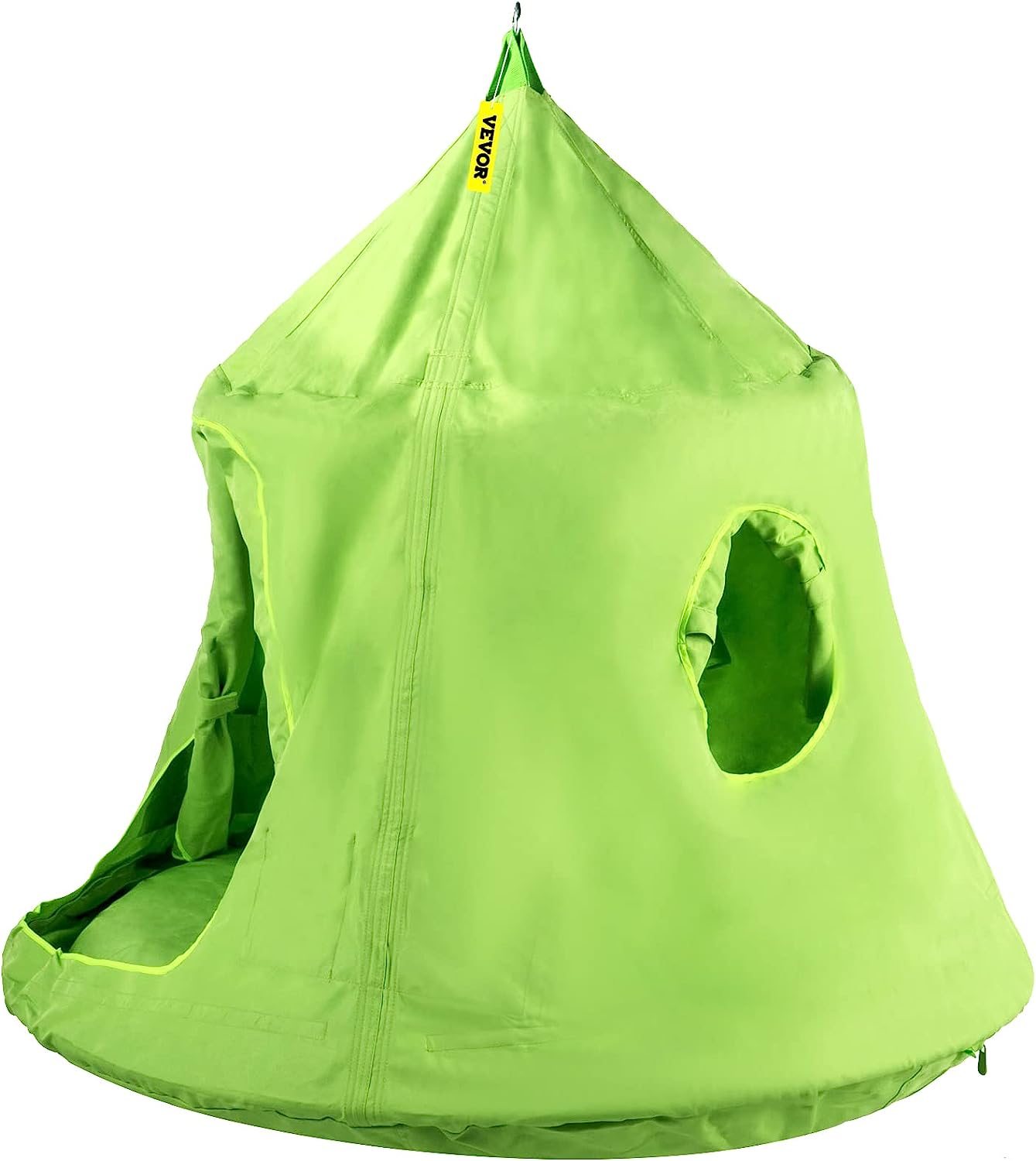 VEVOR Tienda de campaña colgante para árbol, capacidad máxima de 440 libras, tienda de campaña para árbol con cojín inflable de luz LED arco iris, hamaca de techo para niños y adultos, interior y exterior, verde