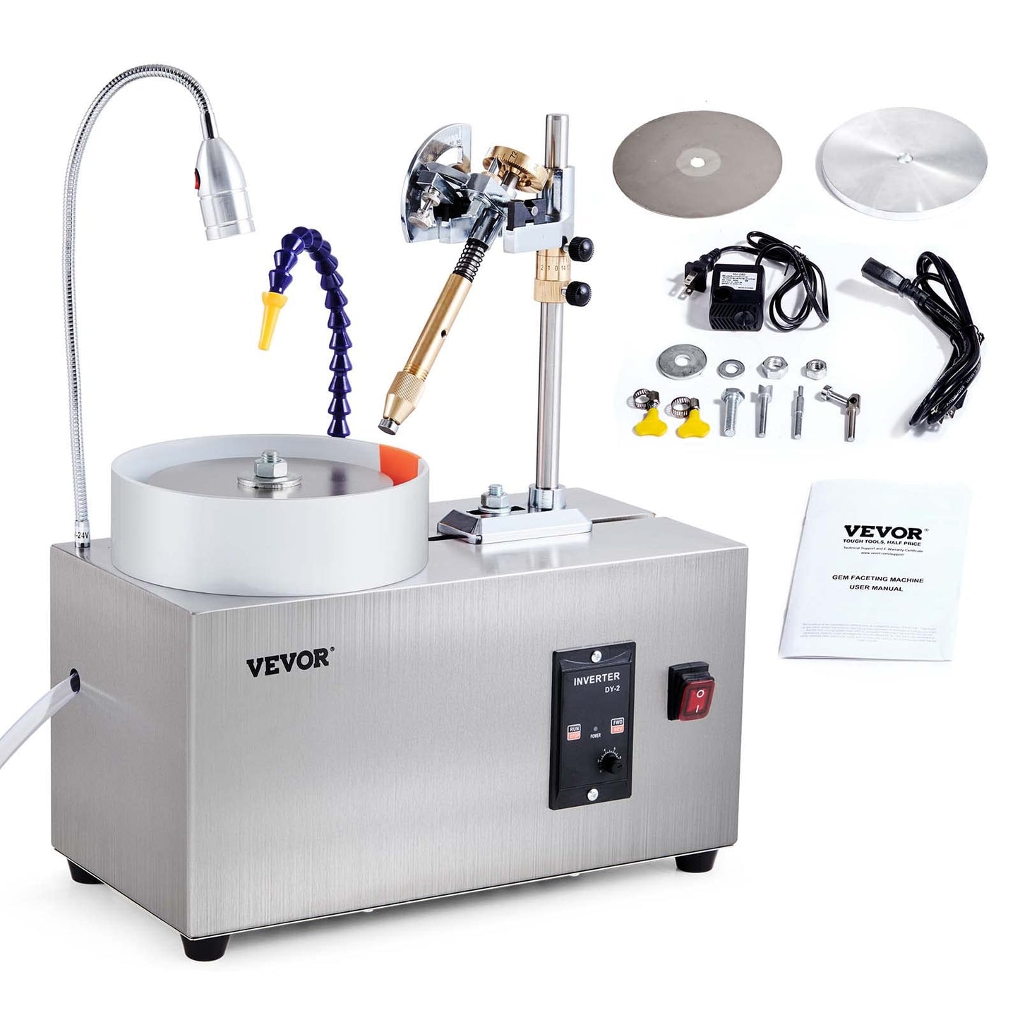 VEVOR Máquina de facetado de gemas, máquina de pulido de jade de 180 W, velocidad de rotación ajustable, pulidora de ángulo de joyería de roca con manipulador mecánico preciso y piedra de jade de piedra de cristal