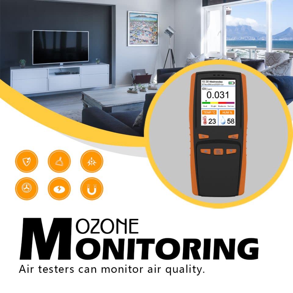 Detector de medidor de ozono, analizador de ozono portátil Medidor de ozono O3 multifuncional Detector de aire Sensor inteligente Medidor de ozono Monitor de contaminación de calidad del aire