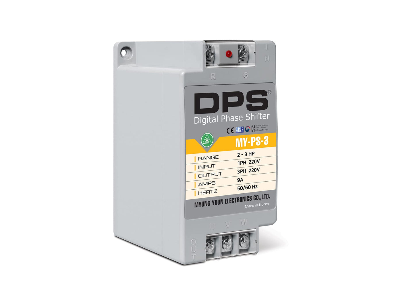 Convertidor monofásico a trifásico, modelo MY-PS-3, apto para motores trifásicos de 2HP (1,5 kw) 6 amperios 200-240 V, un DPS tiene que usarse solo para un motor
