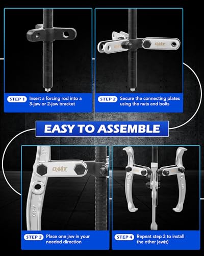 Orion Motor Tech Juego de Extractor de Engranajes de Acero CR-V de 3 Pulgadas, 4 Pulgadas, 6 Pulgadas, 8 Pulgadas, 24 Piezas de Extractor de Engranajes de 2 Mordazas y 3 Mordazas con Mordazas