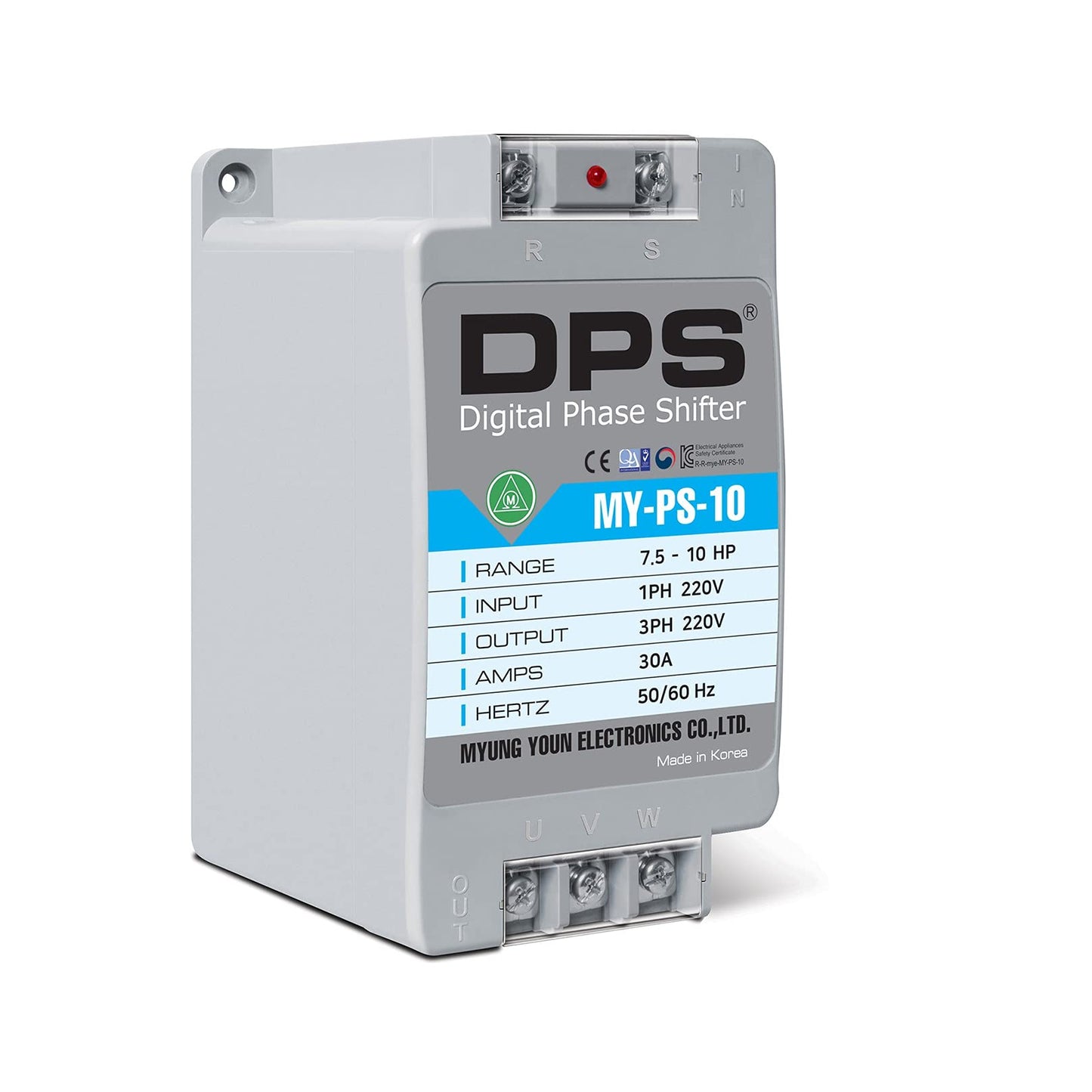 DPS Convertidor monofásico a trifásico, Modelo MY-PS-10, Apto para Motores trifásicos de 7.5 HP (5,5 kw) 23 amperios 200-240 V, un Tiene Que usarse Solo para un Motor