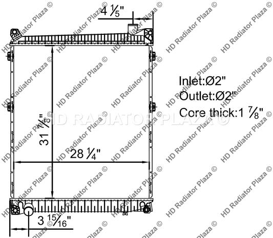 Radiator For Mack 03-05 CX CX600 04-08 CXN CXN600 11.9L 31 7/8" x 28 1/4"
